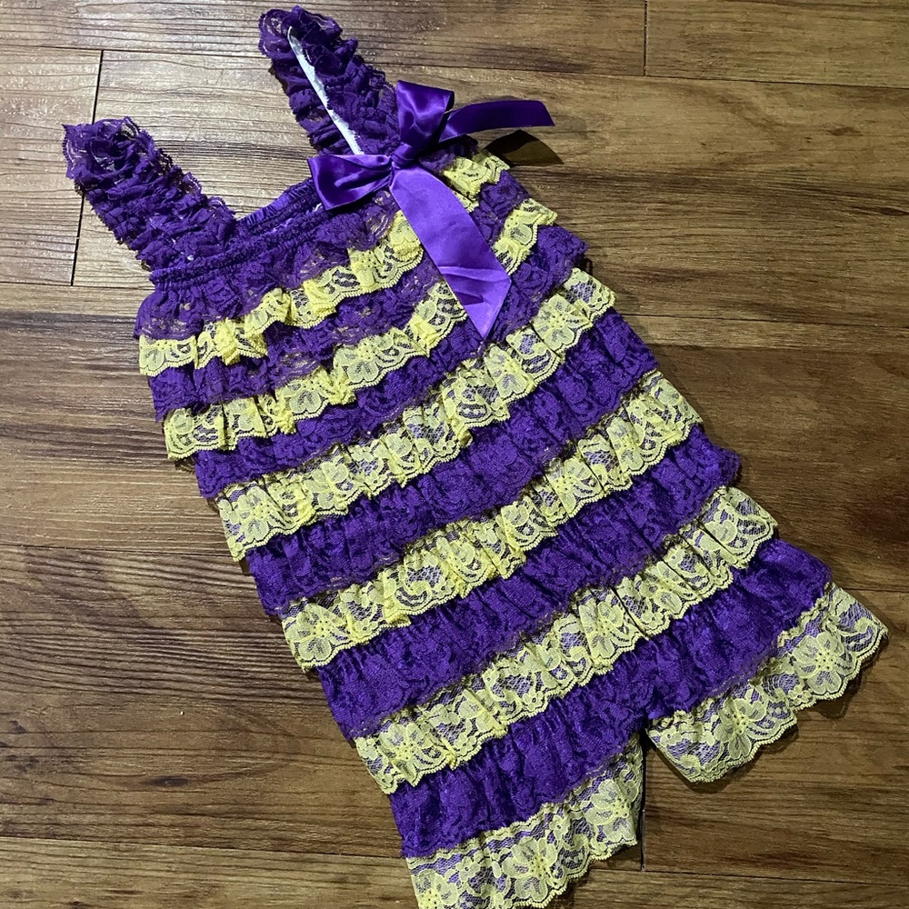 Purple and Yellow Lace Romper